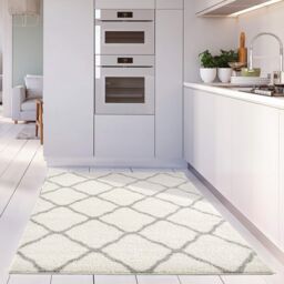 THE RUGS Soft Moroccan Shaggy Rugs & Runners Ivory & Grey Living Room - Size: 160 cm x 230 cm - thumbnail 6