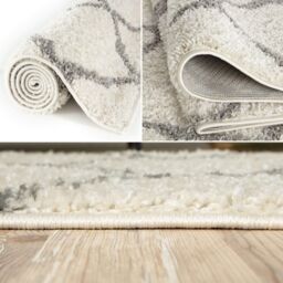 THE RUGS Soft Moroccan Shaggy Rugs & Runners Ivory & Grey Living Room - Size: 160 cm x 230 cm - thumbnail 3