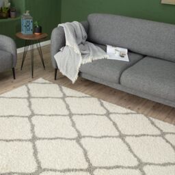 THE RUGS Soft Moroccan Shaggy Rugs & Runners Ivory & Grey Living Room - Size: 160 cm x 230 cm - thumbnail 4