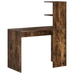 Berkfield Home Smoked Oak Writing Desk Smoked Oak Engineered wood Medium Storage in Brown - thumbnail 7