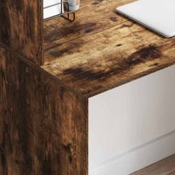 Berkfield Home Smoked Oak Writing Desk Smoked Oak Engineered wood Medium Storage in Brown - thumbnail 4