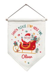 Personalised Memento Company Personalised Santa Stop Here Banner in Off-White - thumbnail 1