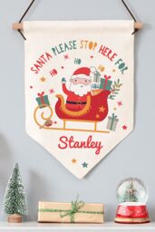 Personalised Memento Company Personalised Santa Stop Here Banner in Off-White - thumbnail 4