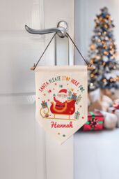 Personalised Memento Company Personalised Santa Stop Here Banner in Off-White - thumbnail 3