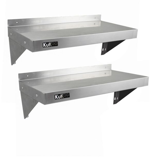 Monstershop 2 x KuKoo Stainless Steel Shelves 900mm x 300mm in Silver - image 1