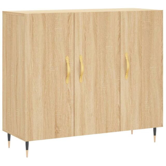 Berkfield Home Sideboard Sonoma Oak 90x34x80 cm Engineered Wood in Brown - Size: 90 x 34 x 80 cm - image 1