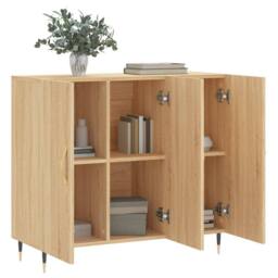 Berkfield Home Sideboard Sonoma Oak 90x34x80 cm Engineered Wood in Brown - Size: 90 x 34 x 80 cm - thumbnail 4