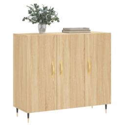 Berkfield Home Sideboard Sonoma Oak 90x34x80 cm Engineered Wood in Brown - Size: 90 x 34 x 80 cm - thumbnail 3