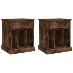 Berkfield Home Bedside Cabinets 2 pcs Smoked Oak 43x36x50 cm in Brown - Size: 43 x 36 x 50 cm - thumbnail 2