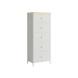 SONGMICS Slim Chest of Drawers with 5 Fabric Drawers Metal Frame Closet in White - thumbnail 5