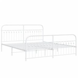 Berkfield Home Metal Bed Frame without Mattress with Footboard White 183x213cm - Size: 183x213 cm - thumbnail 3