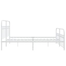 Berkfield Home Metal Bed Frame without Mattress with Footboard White 183x213cm - Size: 183x213 cm - thumbnail 5