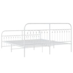 Berkfield Home Metal Bed Frame without Mattress with Footboard White 183x213cm - Size: 183x213 cm - thumbnail 6