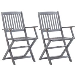 Berkfield Home Folding Outdoor Chairs 2 pcs Solid Acacia Wood in Grey