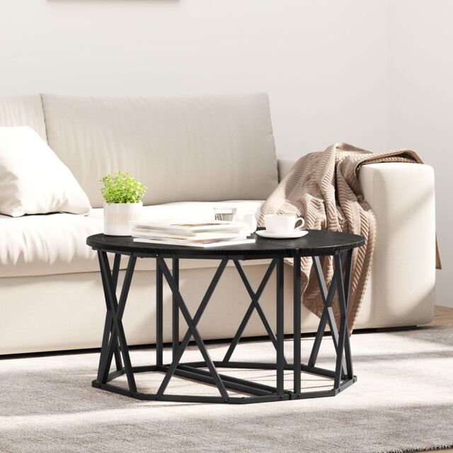 Berkfield Home Black Oak Coffee Table 80x80x42 cm Made of Engineered Wood - Size: 80 x 80 x 42 cm - image 1