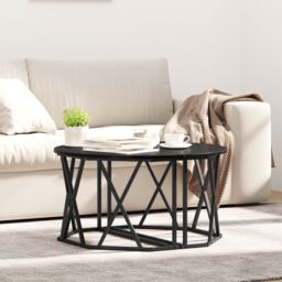 Berkfield Home Black Oak Coffee Table 80x80x42 cm Made of Engineered Wood - Size: 80 x 80 x 42 cm - thumbnail 1