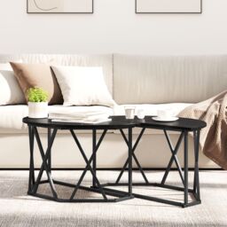 Berkfield Home Black Oak Coffee Table 80x80x42 cm Made of Engineered Wood - Size: 80 x 80 x 42 cm - thumbnail 4