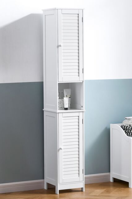 Home Discount Bath Vida Liano 2 Door Tall Cabinet Storage Bathroom Furniture in White - image 1
