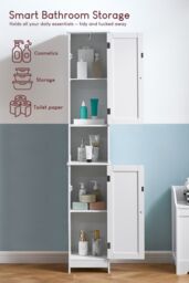 Home Discount Bath Vida Liano 2 Door Tall Cabinet Storage Bathroom Furniture in White - thumbnail 3