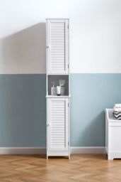 Home Discount Bath Vida Liano 2 Door Tall Cabinet Storage Bathroom Furniture in White - thumbnail 6