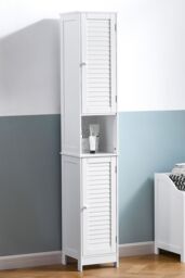 Home Discount Bath Vida Liano 2 Door Tall Cabinet Storage Bathroom Furniture in White