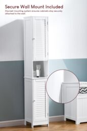Home Discount Bath Vida Liano 2 Door Tall Cabinet Storage Bathroom Furniture in White - thumbnail 4