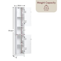 Home Discount Bath Vida Liano 2 Door Tall Cabinet Storage Bathroom Furniture in White - thumbnail 2