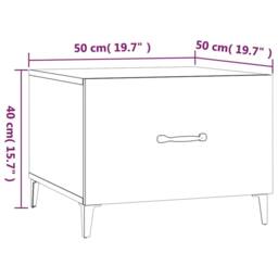 Berkfield Home Coffee Table with Metal Legs Brown Oak 50x50x40 cm - Size: 50 x 50 x 40 cm - thumbnail 9