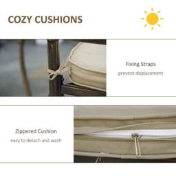 OUTSUNNY 4 Seater Outdoor Dining Set with Cushions Parasol Hole Cast Aluminium in Bronze - thumbnail 4