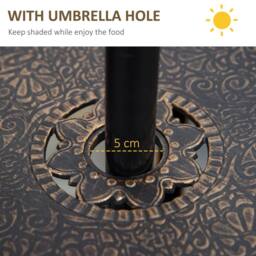 OUTSUNNY 4 Seater Outdoor Dining Set with Cushions Parasol Hole Cast Aluminium in Bronze - thumbnail 6
