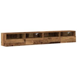 Berkfield Home TV Wall Cabinets 2 pcs Old Wood 100x30x30 cm Engineered Wood in Brown - Size: 100 x 30 x 30 cm - thumbnail 2