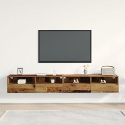 Berkfield Home TV Wall Cabinets 2 pcs Old Wood 100x30x30 cm Engineered Wood in Brown - Size: 100 x 30 x 30 cm - thumbnail 4