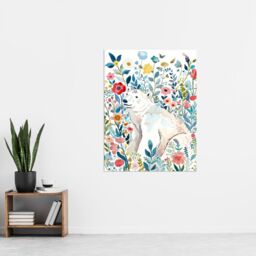 "Artery8 Polar Bear Basking Wildflower Field Watercolour Wall Art Print - Size: W12"" x H16""" - thumbnail 4