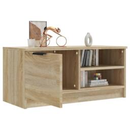 Berkfield Home TV Cabinet Sonoma Oak 80x35x36.5 cm Engineered Wood in Light Tan - thumbnail 4