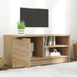 Berkfield Home TV Cabinet Sonoma Oak 80x35x36.5 cm Engineered Wood in Light Tan - thumbnail 3