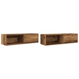 Berkfield Home TV Cabinets 2 pcs Old Wood 100x31x25.5 cm Engineered Wood in Brown - thumbnail 2