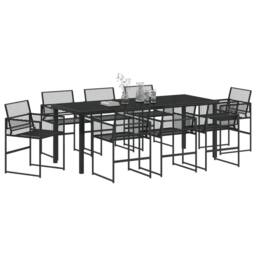 Berkfield Home 9 Piece Garden Dining Set Black Poly Rattan - thumbnail 3