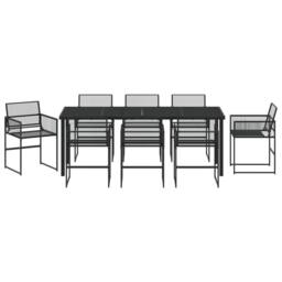 Berkfield Home 9 Piece Garden Dining Set Black Poly Rattan - thumbnail 7