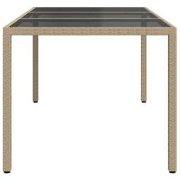 Berkfield Home Garden Table Beige 190x90x75 cm Tempered Glass & Poly Rattan - Size: 190 x 90 x 75 cm - thumbnail 4