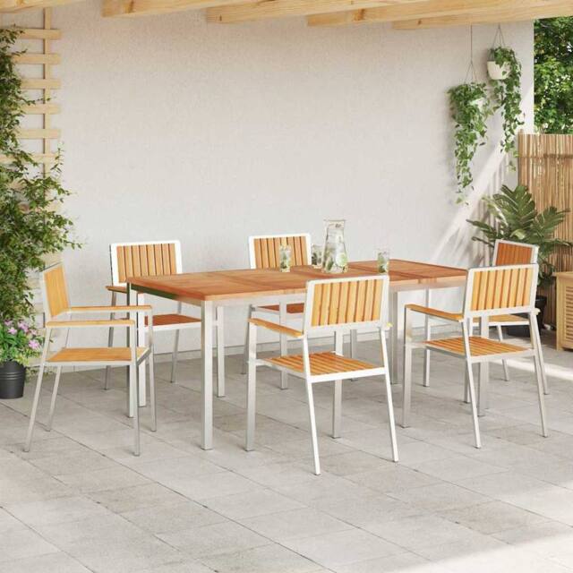 Berkfield Home Stacking Garden Chairs 6 pcs 54.5x56x87 cm Solid Wood Teak in Brown - image 1