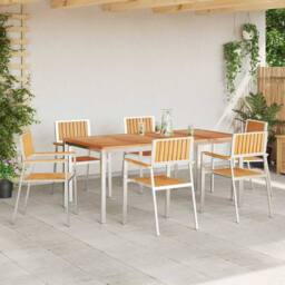 Berkfield Home Stacking Garden Chairs 6 pcs 54.5x56x87 cm Solid Wood Teak in Brown - thumbnail 1