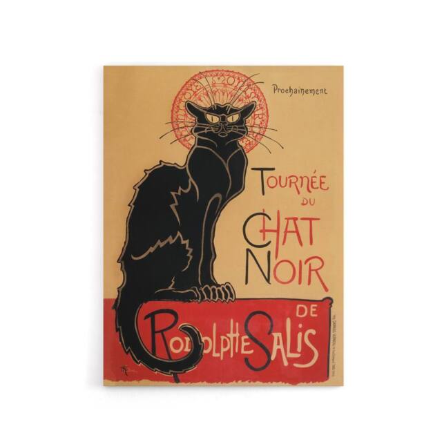 "Artery8 French Vintage Advert Chat Noir Black Cat Canvas Wall Art Print - Size: W18"" x H24""" - image 1
