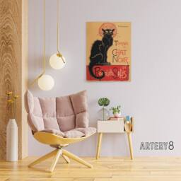 "Artery8 French Vintage Advert Chat Noir Black Cat Canvas Wall Art Print - Size: W18"" x H24""" - thumbnail 3