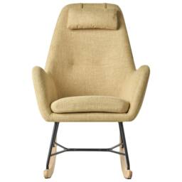 Wyld and Coco Modern Rocking Chair Yellow Fabric with Metal Legs - thumbnail 3