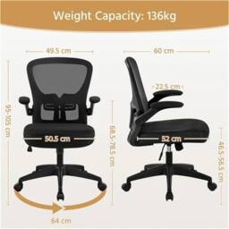 SPETLEK Mesh Home Office Chair Adjustable Arms Height Black - thumbnail 2