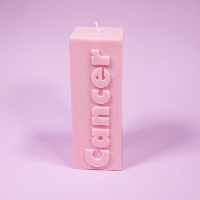 Flamingo Candles Cancer Zodiac Block Pillar Candle in Baby Pink