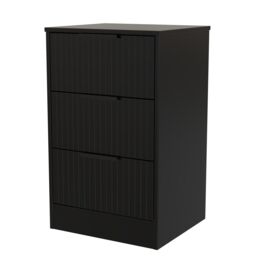 Ready Assembled 2 U Denver 3 Drawer Bedside Cabinet (Ready Assembled) in True Black - thumbnail 3