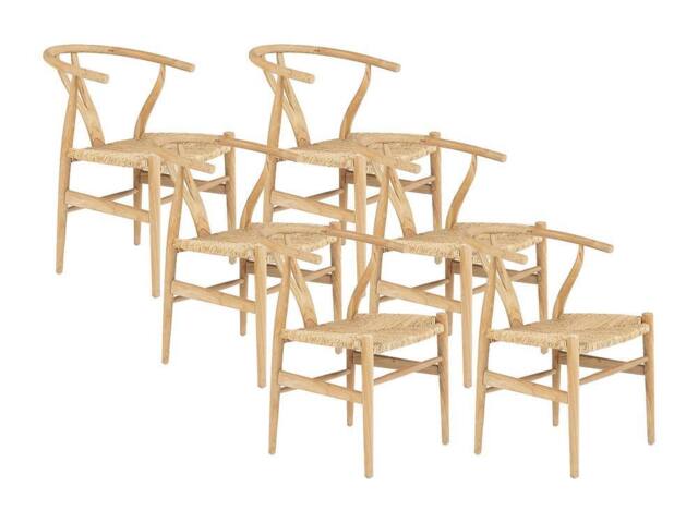 Vente-unique Set Of 6 Teak & Wicker Chairs - Natural - POGIANA in Light Oak - image 1