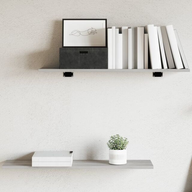 Berkfield Home Wall Shelves 4 pcs Grey Sonoma 80x20x1.5 cm Engineered Wood - image 1