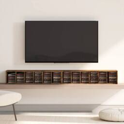 FORGEVIO Set of 2 CD Storage Units with Adjustable Shelves, Rustic in Brown - thumbnail 5